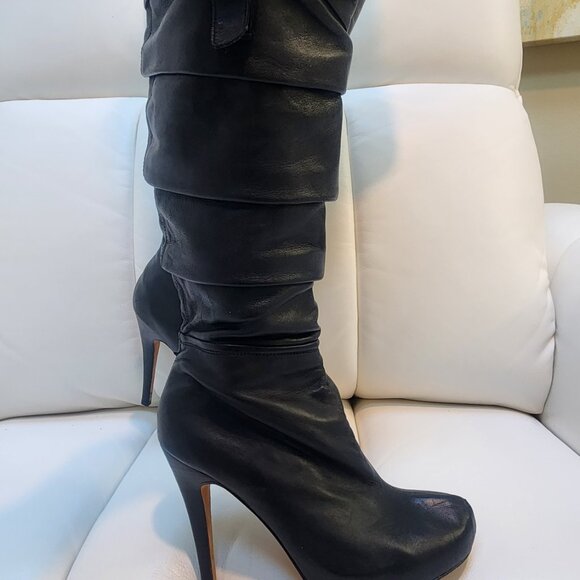 Charles David Shoes - CHARLES DAVID Women's Black Leather Valentino Heeled Boots - Size 7.5